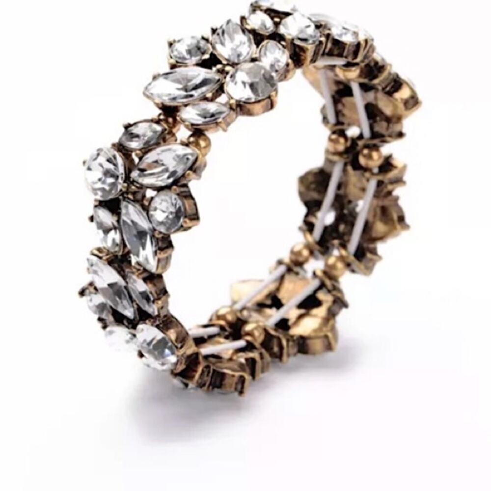 GORGEOUS CRYSTAL BRASS  STRETCH BRACELET